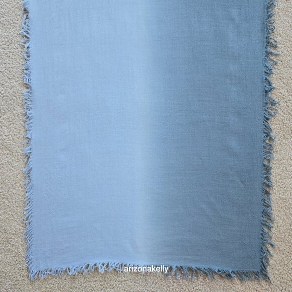 Ombre Cashmere Scarf Blue Gradient Woven - Picture 7 of 8